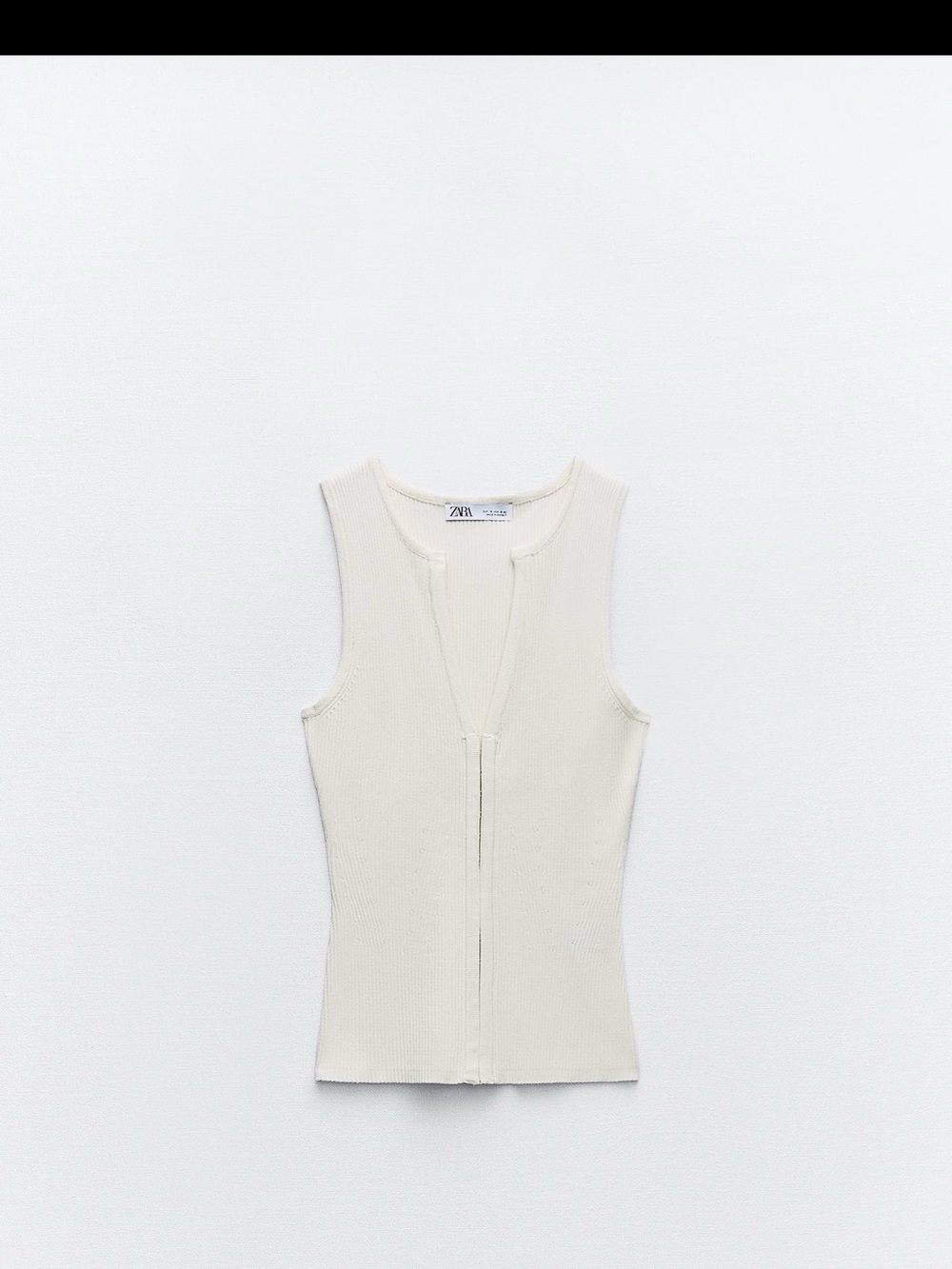 Zara Cream Ribbed knit top